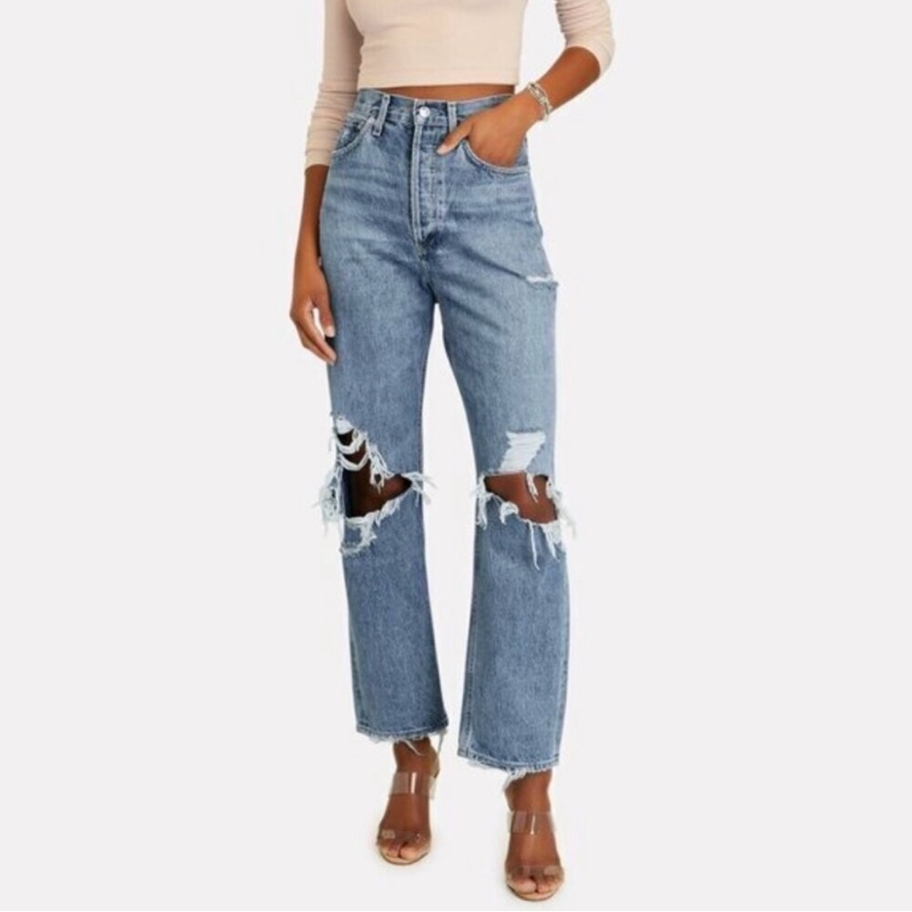 AGOLDE 90s Distressed Straight-Leg Jeans